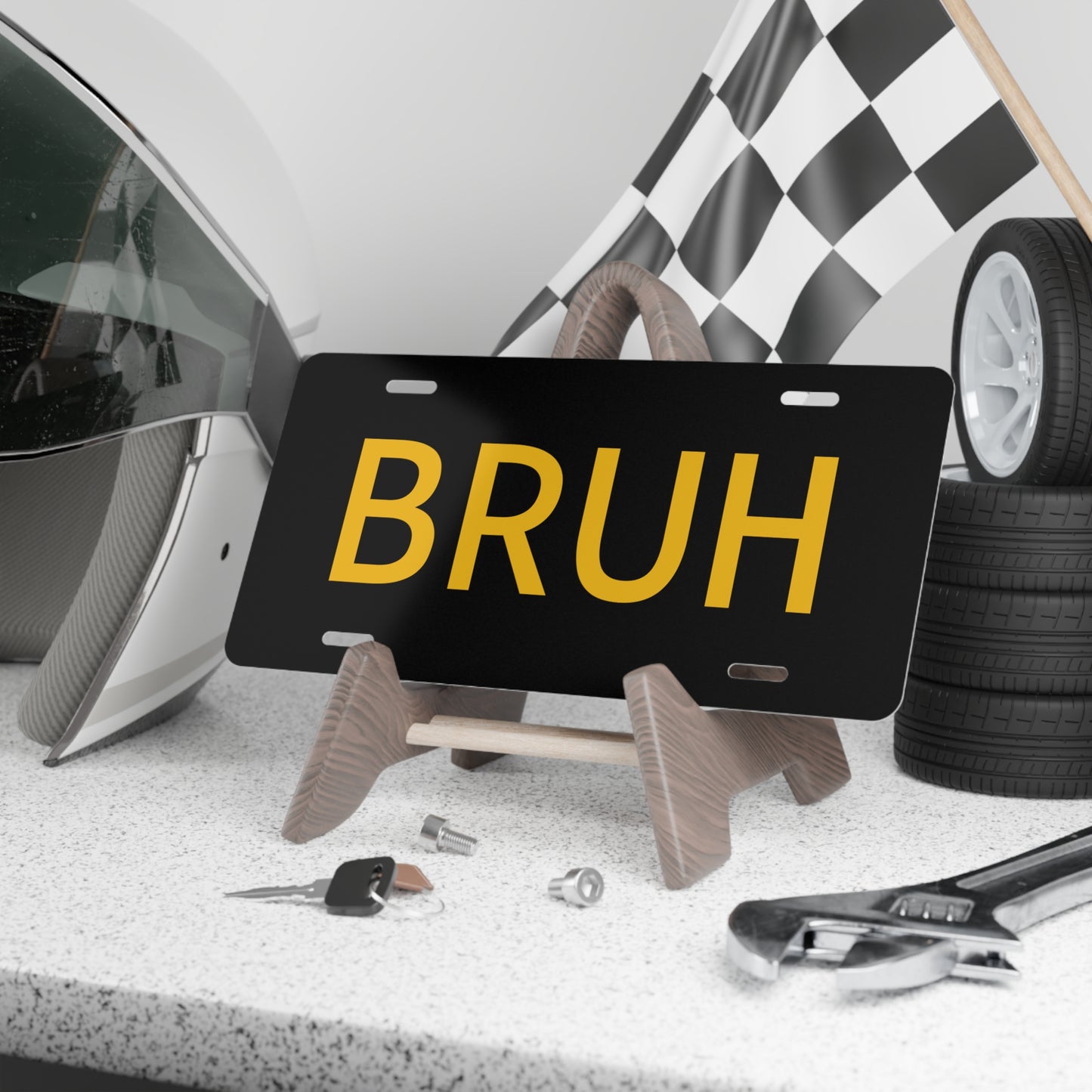 Black n Gold BRUH Vanity Plate