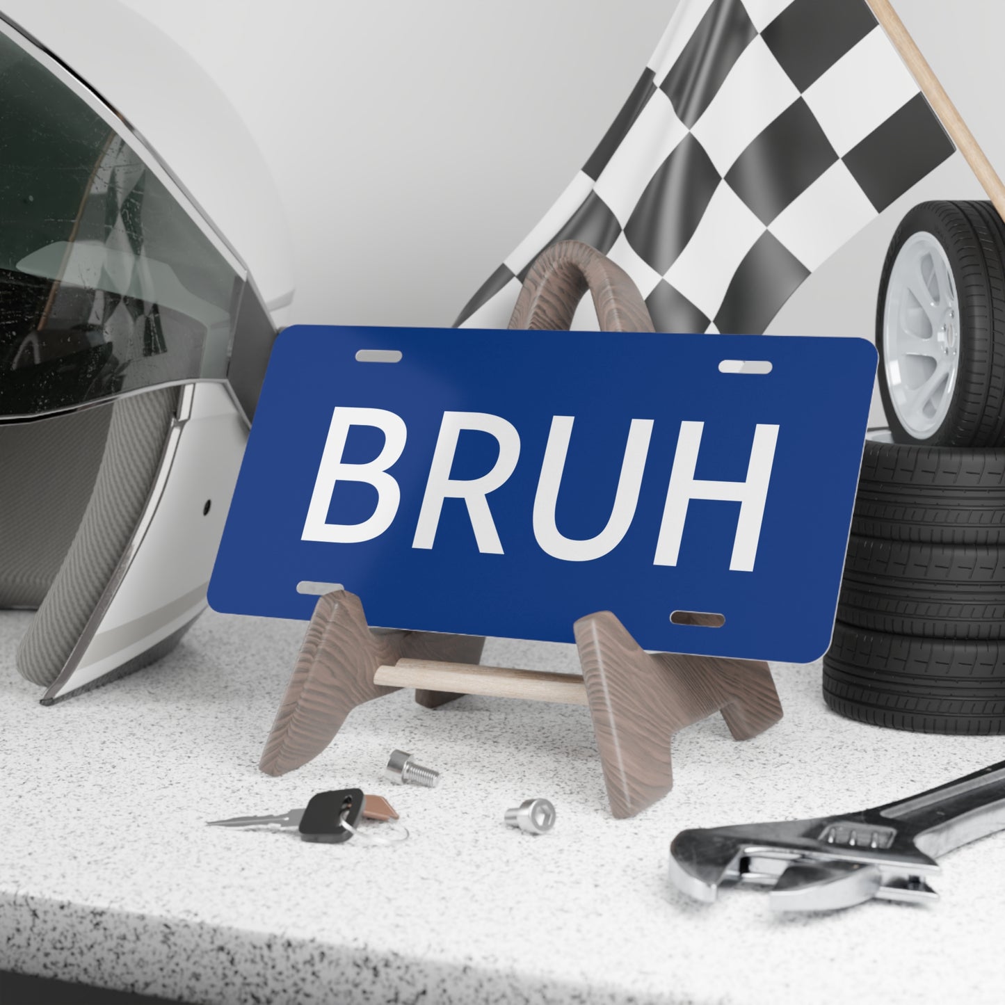Blue BRUH Vanity Plate