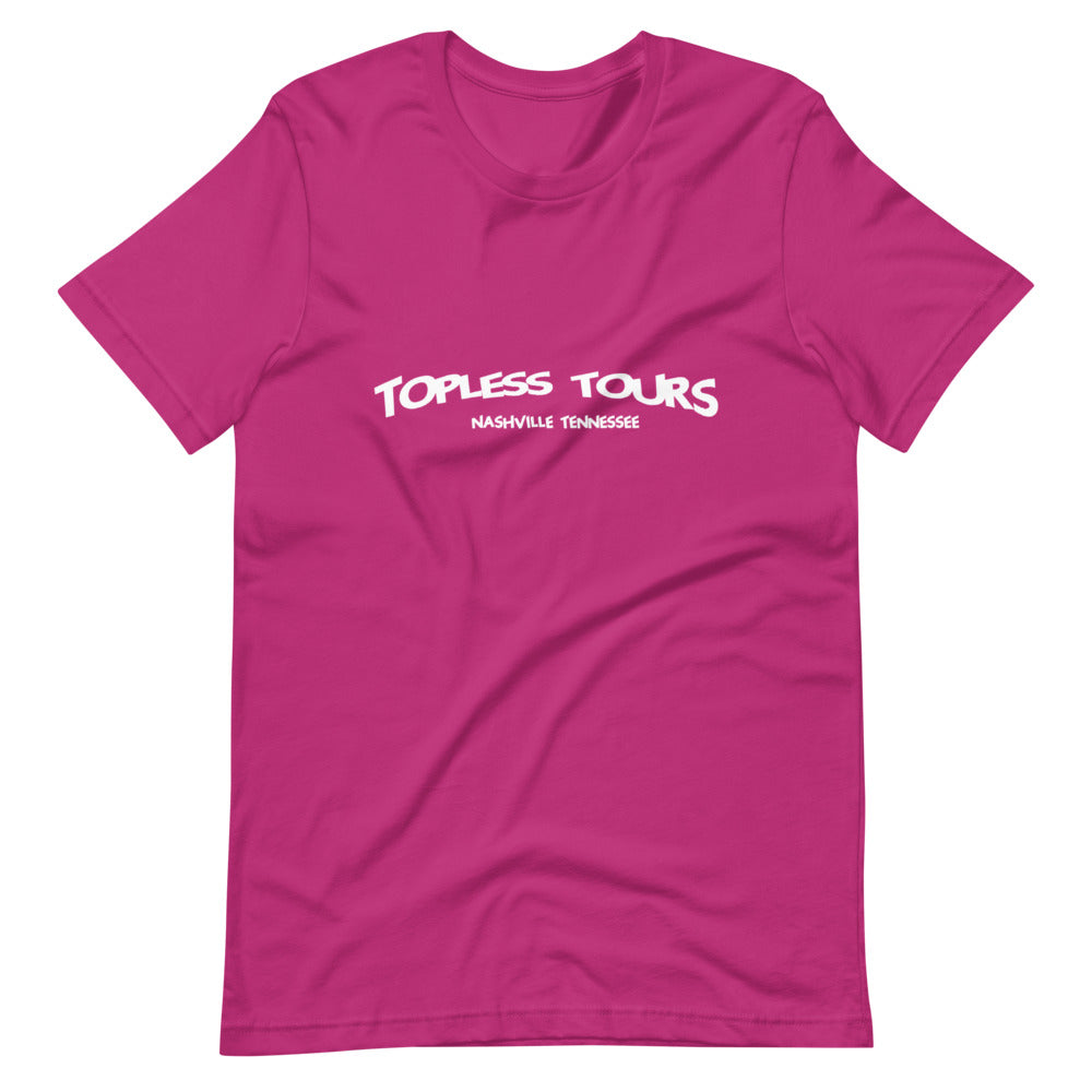 Topless Tours White Logo Tee