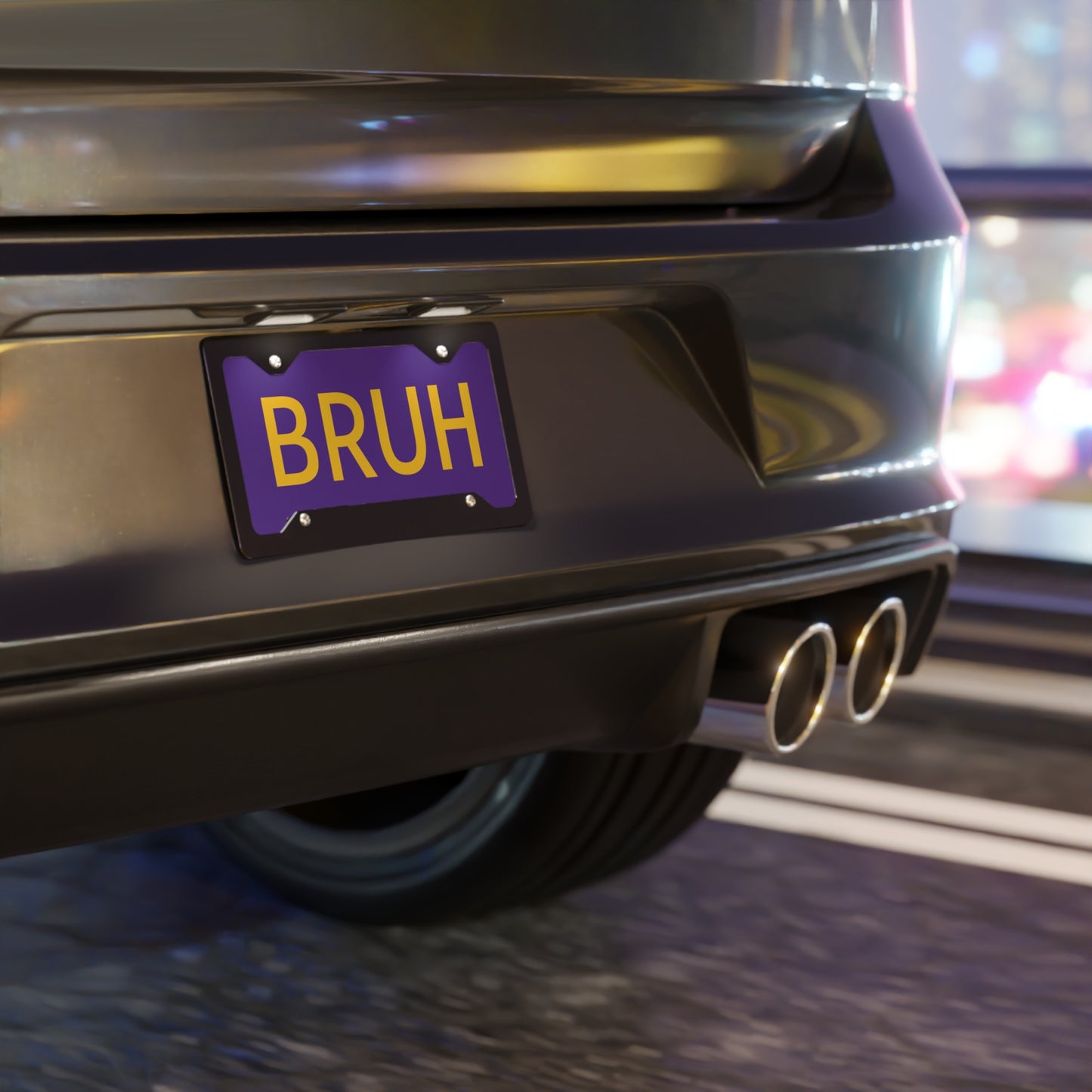 Purple BRUH Vanity Plate