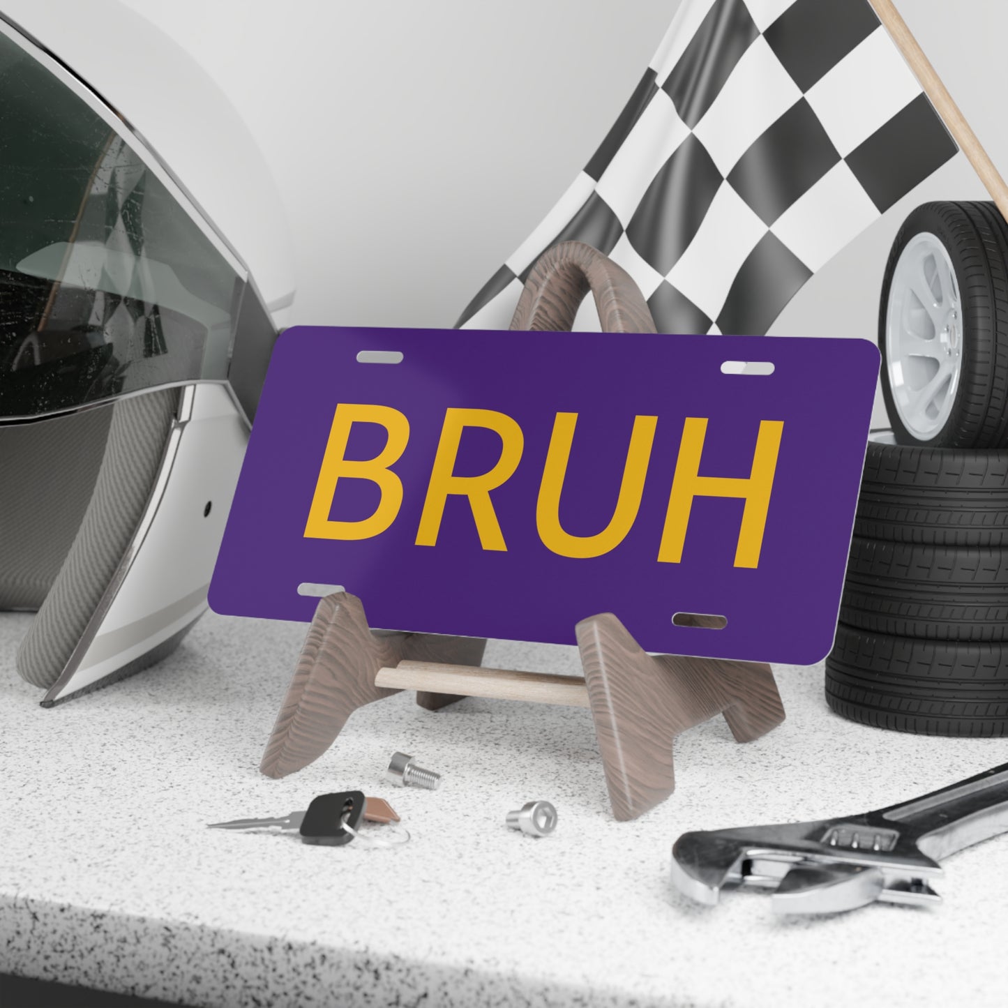 Purple BRUH Vanity Plate